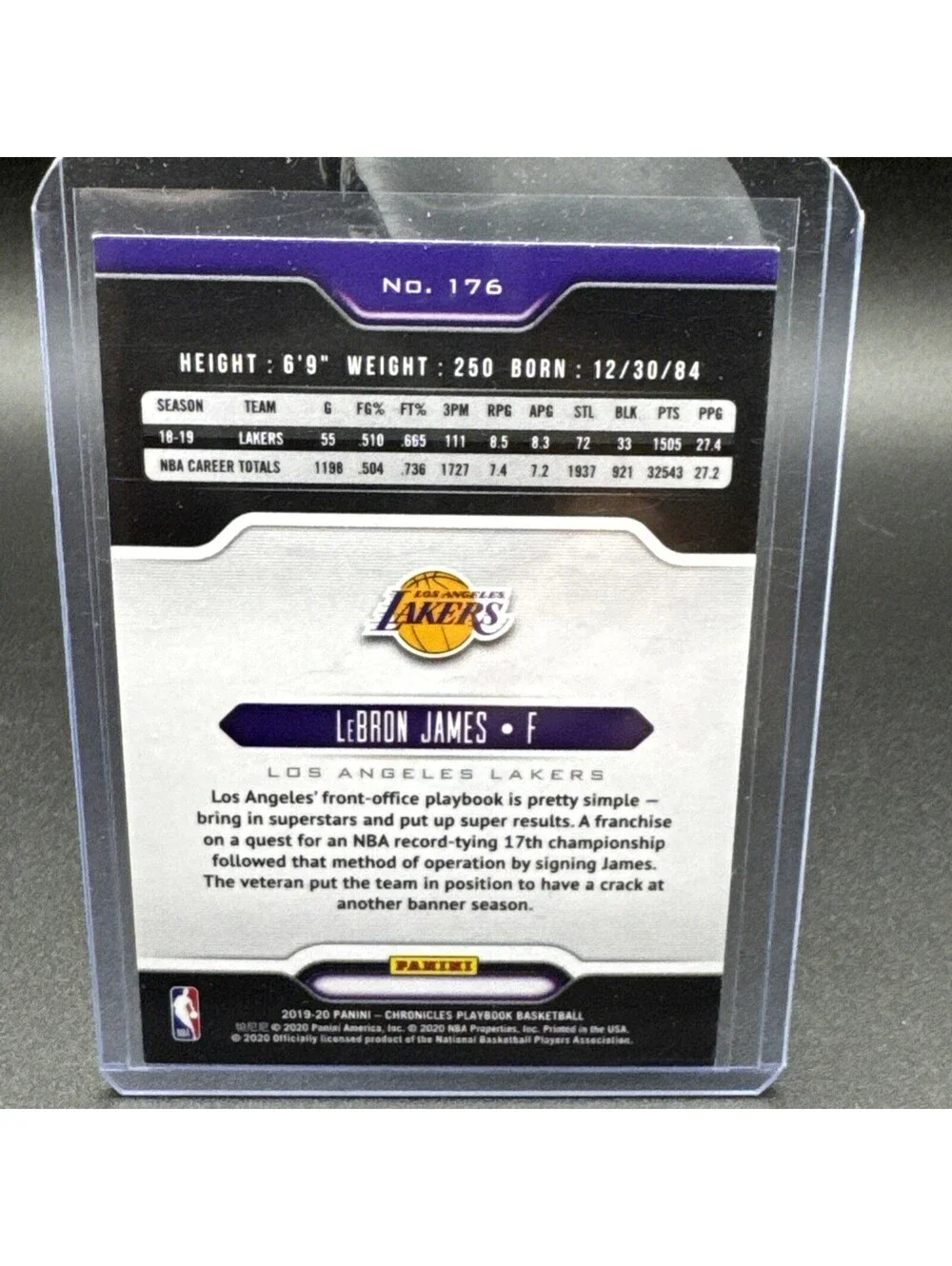 LeBron James Playbook No. 176 2019-20 Panini